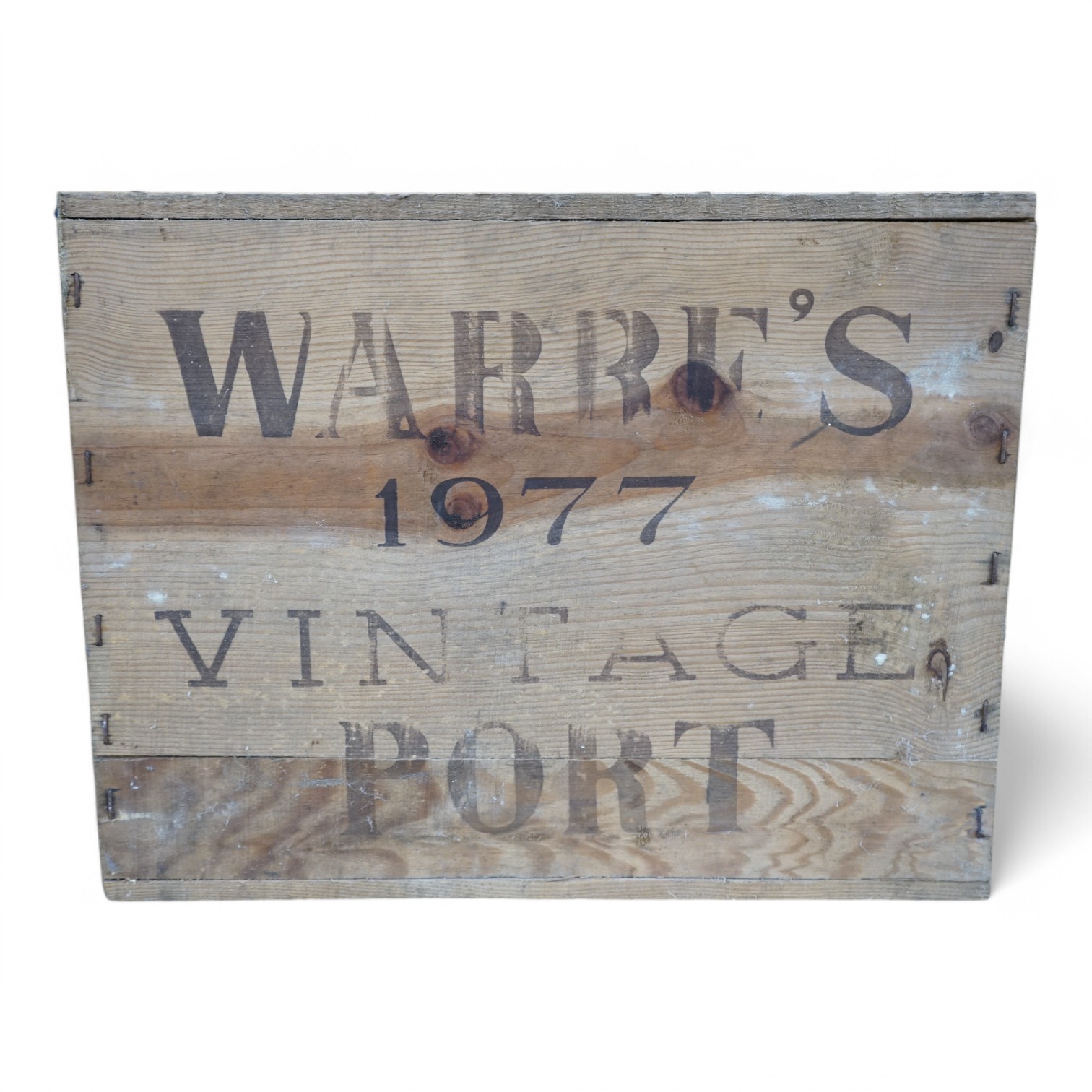 Six bottles of Warres Vintage 1977 Port (in a case for twelve). Condition - storage unknown